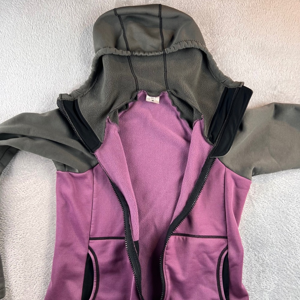 Melanzana Full Zip Grid Fleece Hoodie Purple Olive Womens S READ - Picture 10 of 12